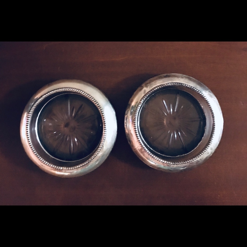Sterling and Cut Glass Champagne Coasters